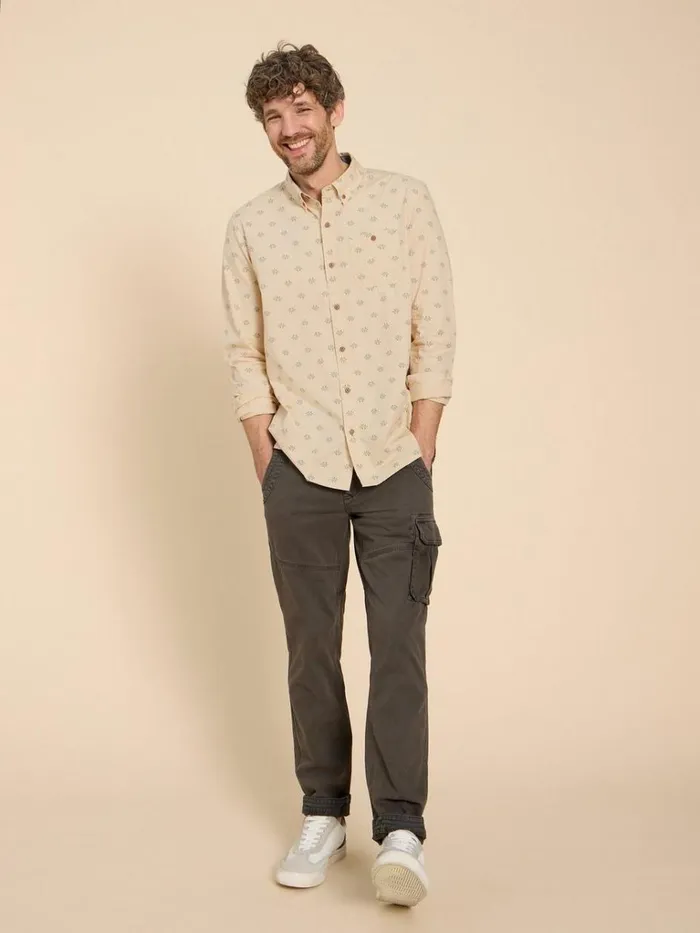Men SHIRTS White Stuff Printed Leaf Shirt Natural Multi