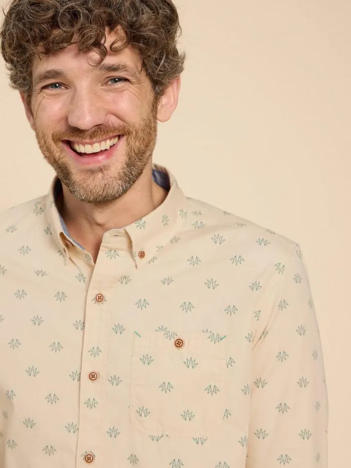 Men SHIRTS White Stuff Printed Leaf Shirt Natural Multi Men SHIRTS White Stuff Printed Leaf Shirt Natural Multi