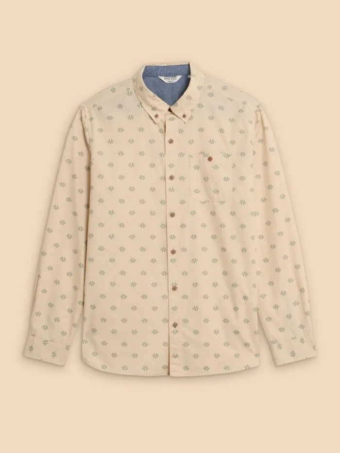 Men SHIRTS White Stuff Printed Leaf Shirt Natural Multi Men SHIRTS White Stuff Printed Leaf Shirt Natural Multi