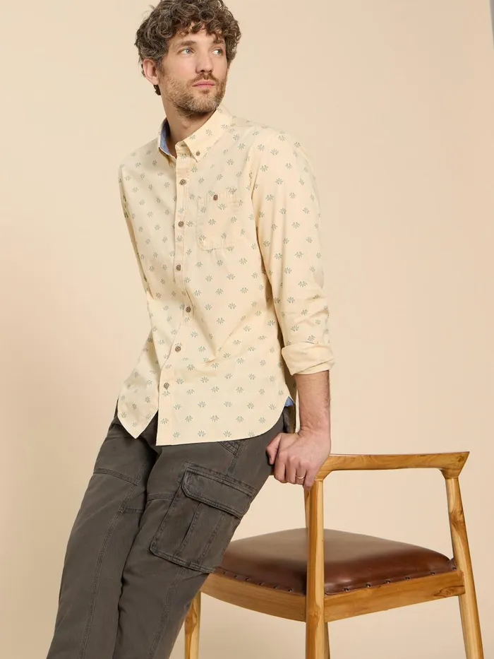 Men SHIRTS White Stuff Printed Leaf Shirt Natural Multi Men SHIRTS White Stuff Printed Leaf Shirt Natural Multi