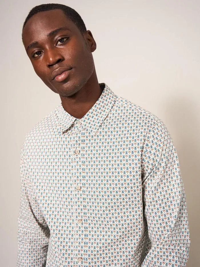 Men SHIRTS White Stuff Scandi Geo Printed Shirt Natural Multi