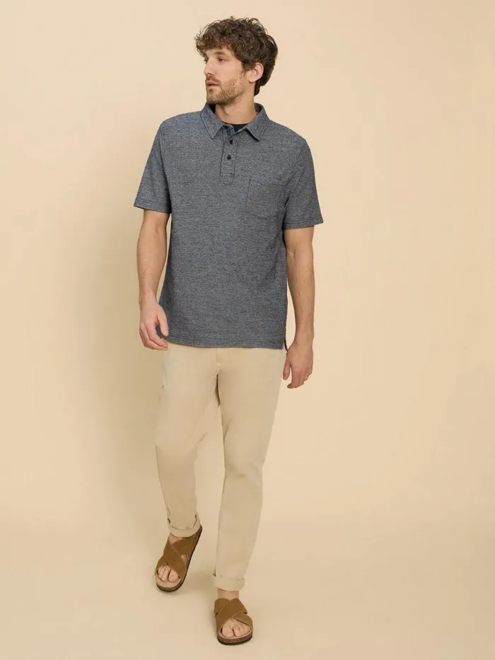 Men SHIRTS White Stuff Twisted Texture Polo Navy Multi