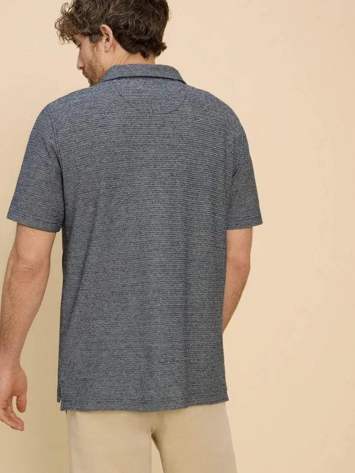 Men SHIRTS White Stuff Twisted Texture Polo Navy Multi Men SHIRTS White Stuff Twisted Texture Polo Navy Multi