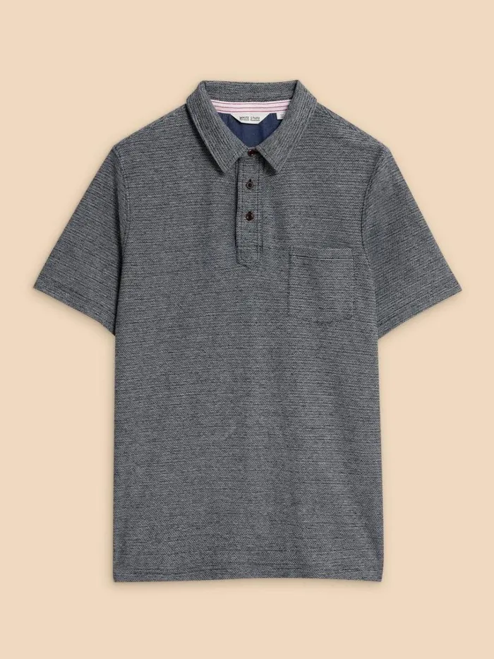 Men SHIRTS White Stuff Twisted Texture Polo Navy Multi Men SHIRTS White Stuff Twisted Texture Polo Navy Multi