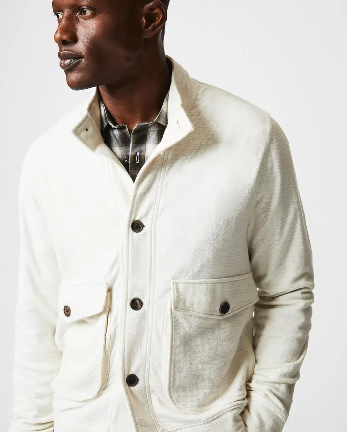 Men Slub Cotton Cardigan Tinted White Billy Reid Sweaters and Sweatshirts