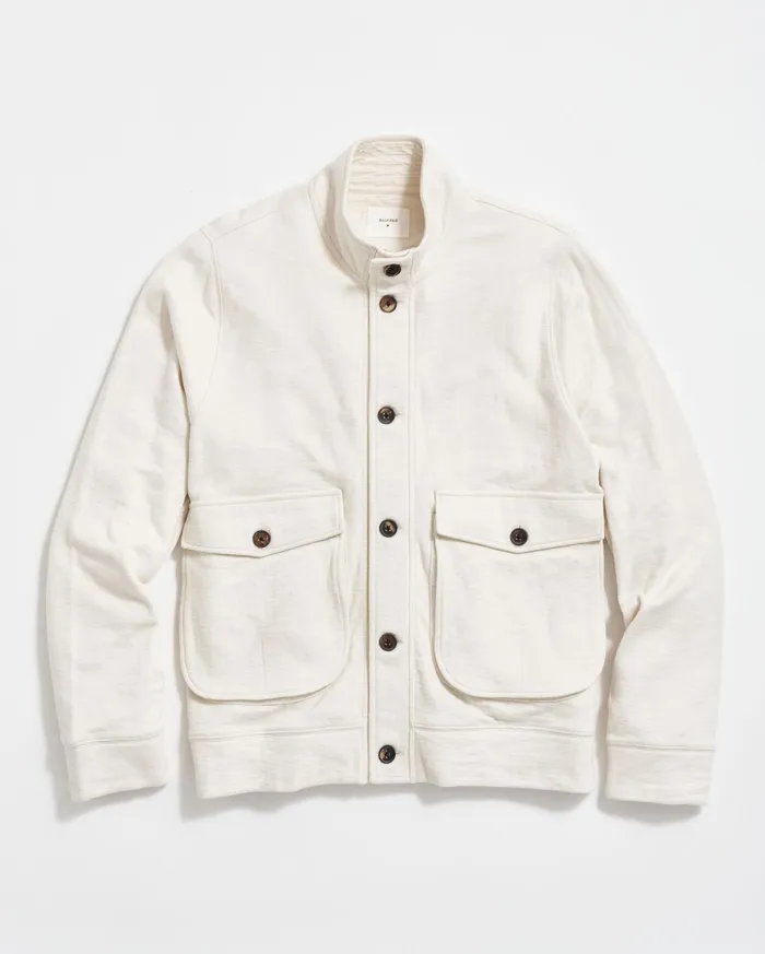 Men Slub Cotton Cardigan Tinted White Billy Reid Sweaters and Sweatshirts