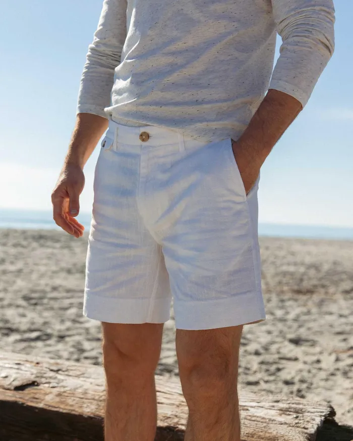 Men Slub Cotton Short Tinted White Billy Reid Bottoms