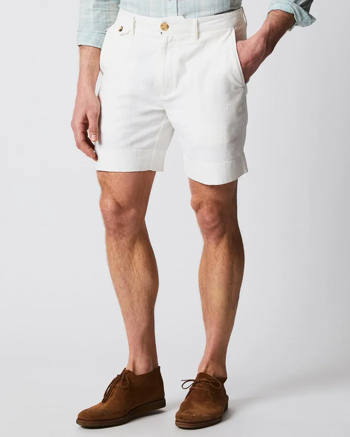Men Slub Cotton Short Tinted White Billy Reid Bottoms