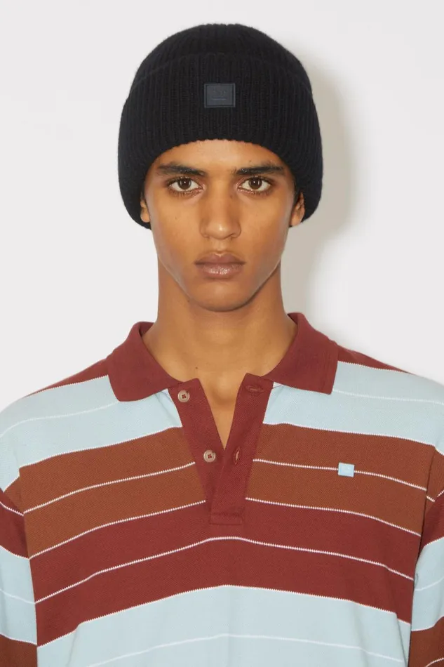 Men Small Face Logo Beanie Black Acne Studios Hats