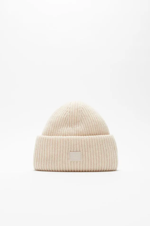 Men Small Face Logo Beanie Oatmeal Melange Acne Studios Face Collection