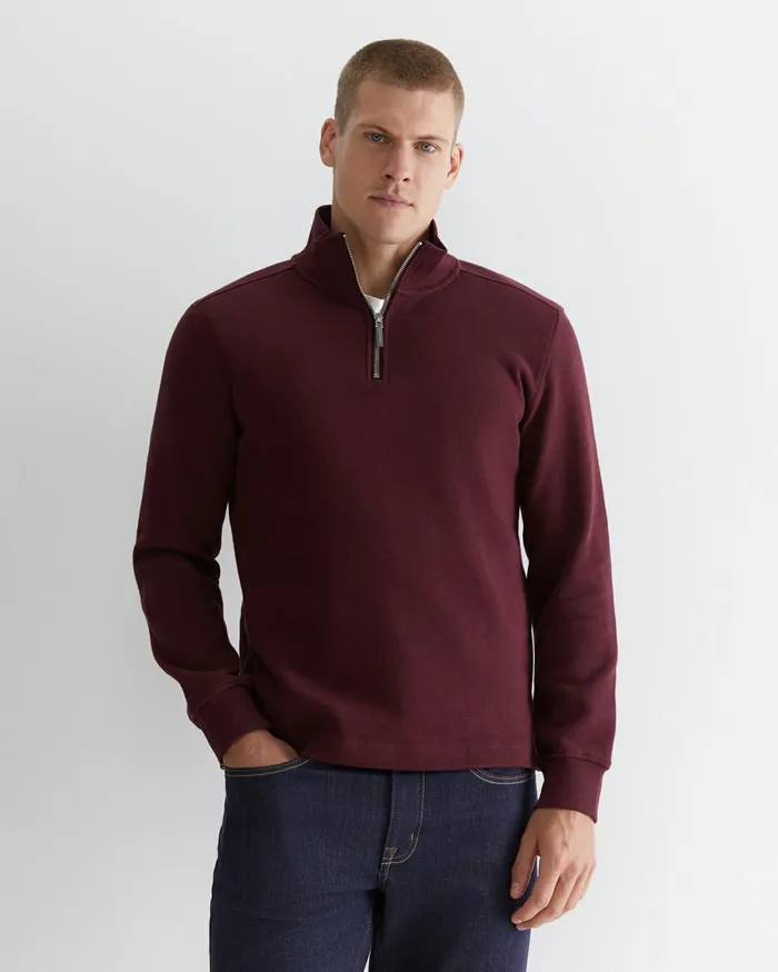 Men Sportscraft Knitwear Branson Quarter Zip Wineberry