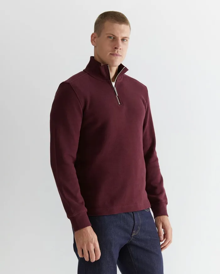Men Sportscraft Knitwear Branson Quarter Zip Wineberry