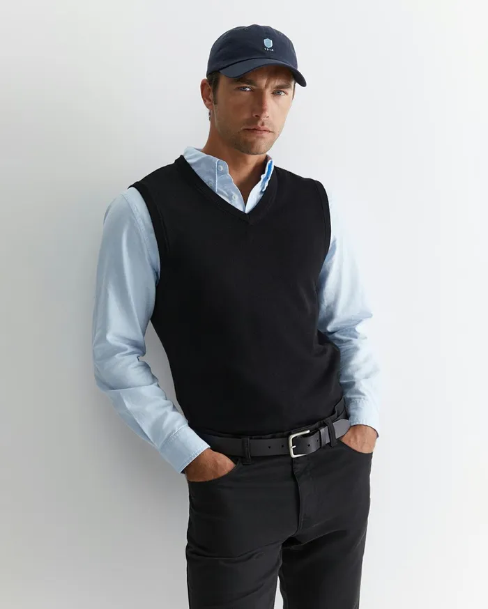 Men Sportscraft Knitwear Merino Vest Black