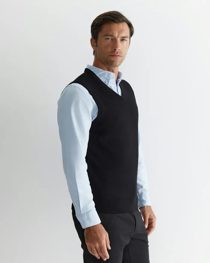 Men Sportscraft Knitwear Merino Vest Black