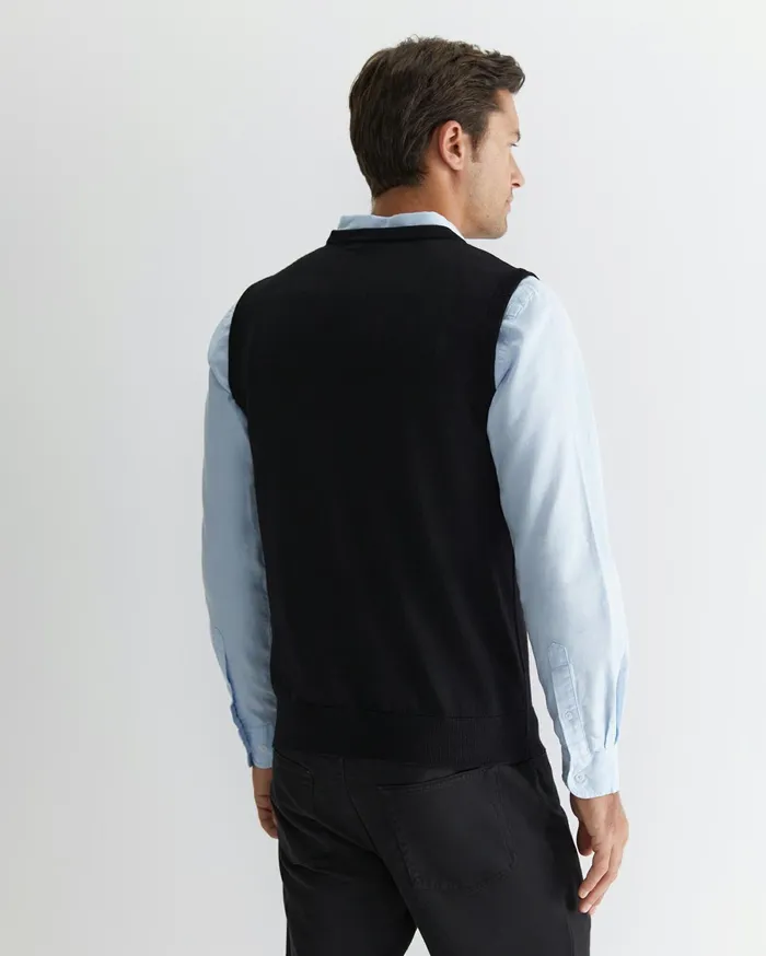 Men Sportscraft Knitwear Merino Vest Black