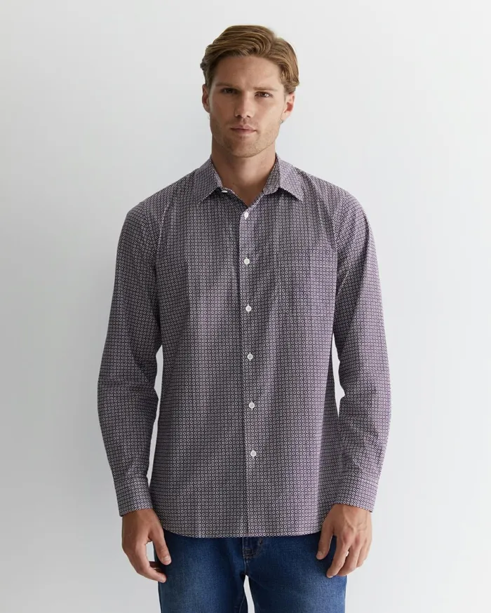 Men Sportscraft Shirts Claremont Print Shirt Lilac