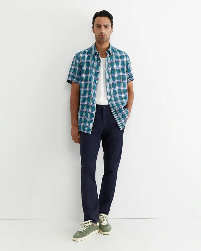 Men Sportscraft Shirts Johnston Short Sleeve Linen Check Shirt Multi
