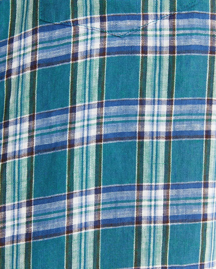 Men Sportscraft Shirts Johnston Short Sleeve Linen Check Shirt Multi