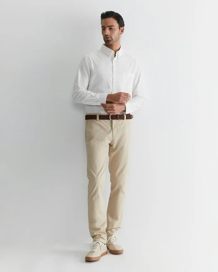 Men Sportscraft Shirts Oxford Long Sleeve Shirt White