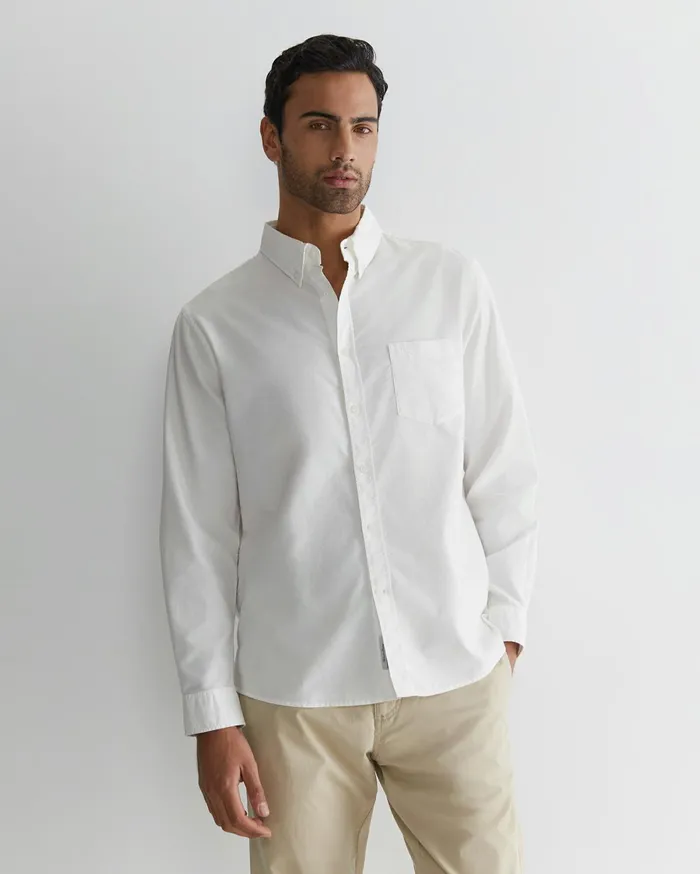 Men Sportscraft Shirts Oxford Long Sleeve Shirt White