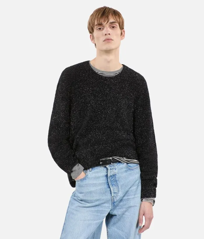Men Sweaters THE KOOPLES Black Glittery Jumper Men Sweaters THE KOOPLES Black Glittery Jumper