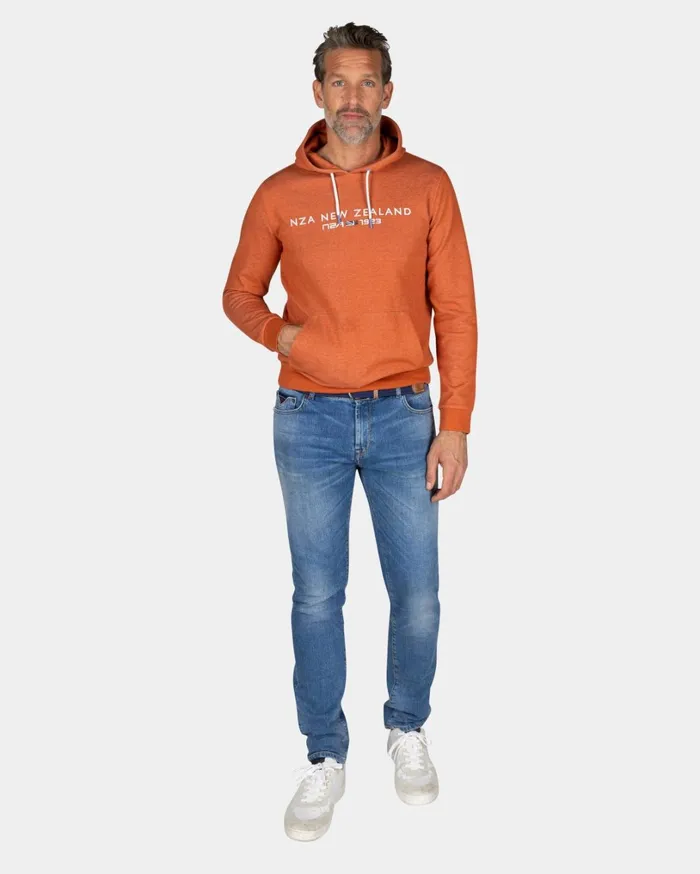 Men Sweatshirts NZA New Zealand Auckland Orange Hoodie With Chest Text 8211 Almond Orange Men Sweatshirts NZA New Zealand Auckland Orange Hoodie With Chest Text 8211 Almond Orange