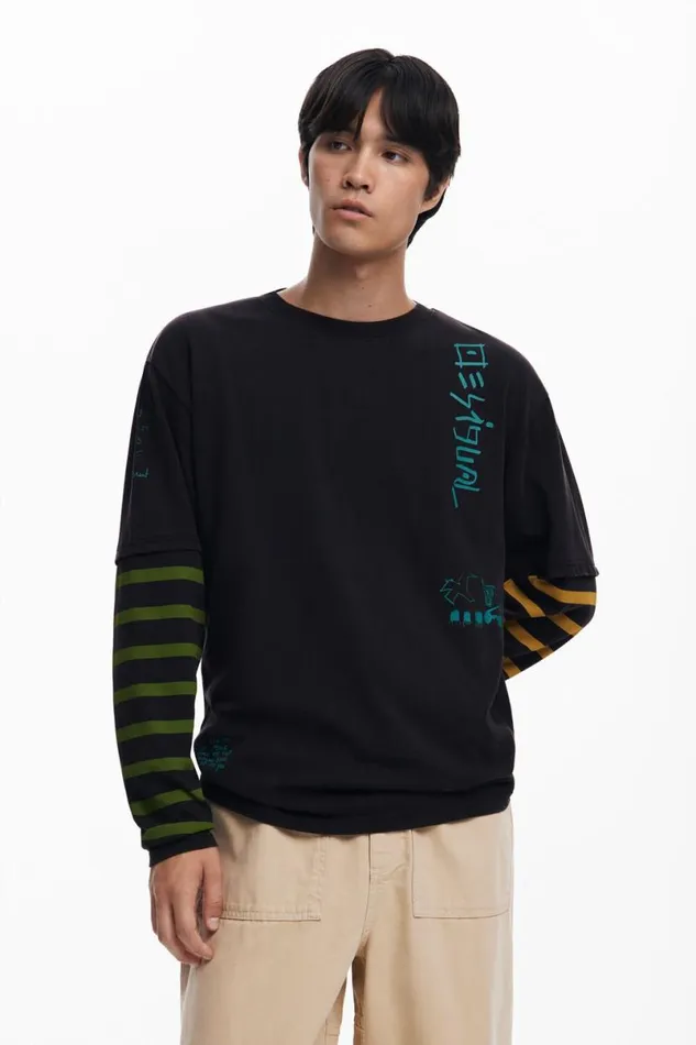 Men Tshirts Desigual Double Sleeve Tshirt