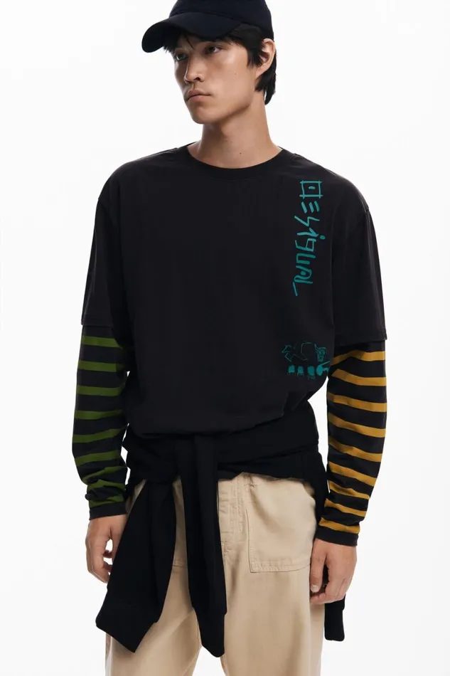 Men Tshirts Desigual Double Sleeve Tshirt