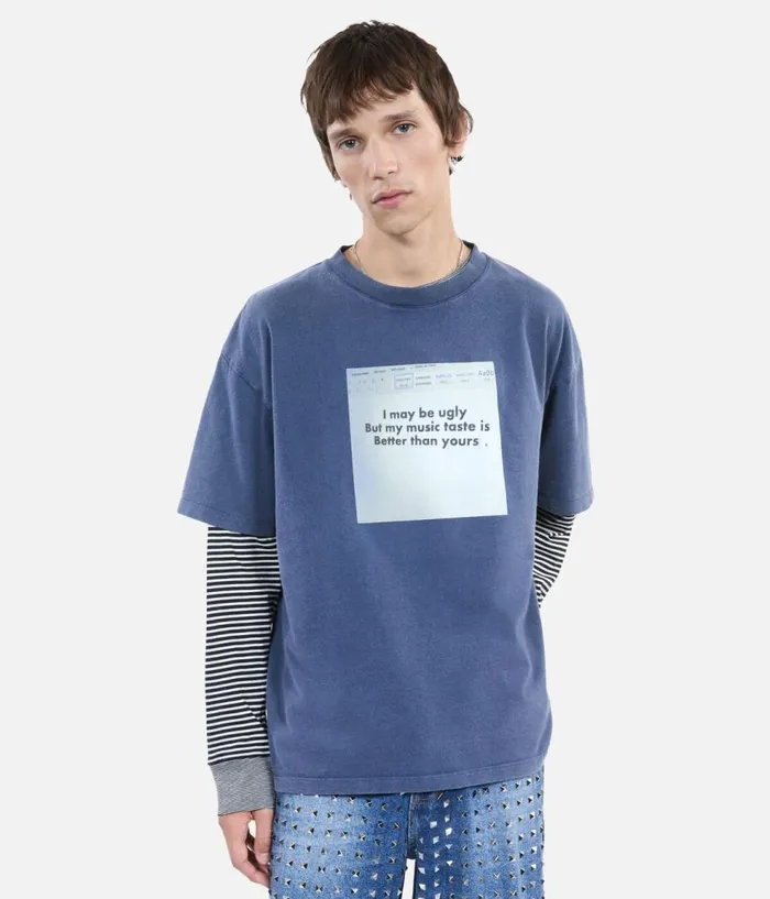 Men Tshirts THE KOOPLES Blue Tshirt With Serigraphy