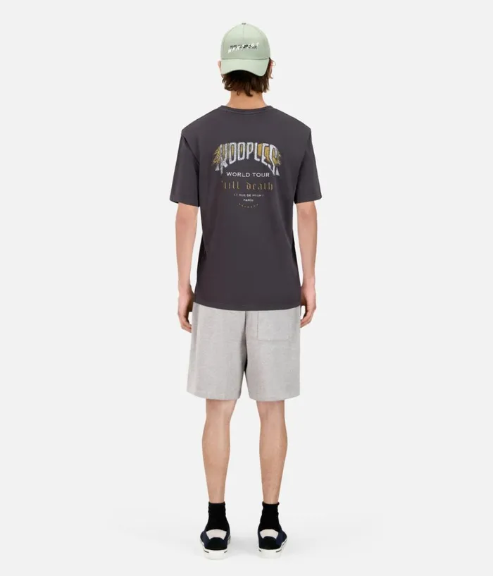 Men Tshirts THE KOOPLES Carbon Grey Tshirt With Skull Butterfly Screen Print