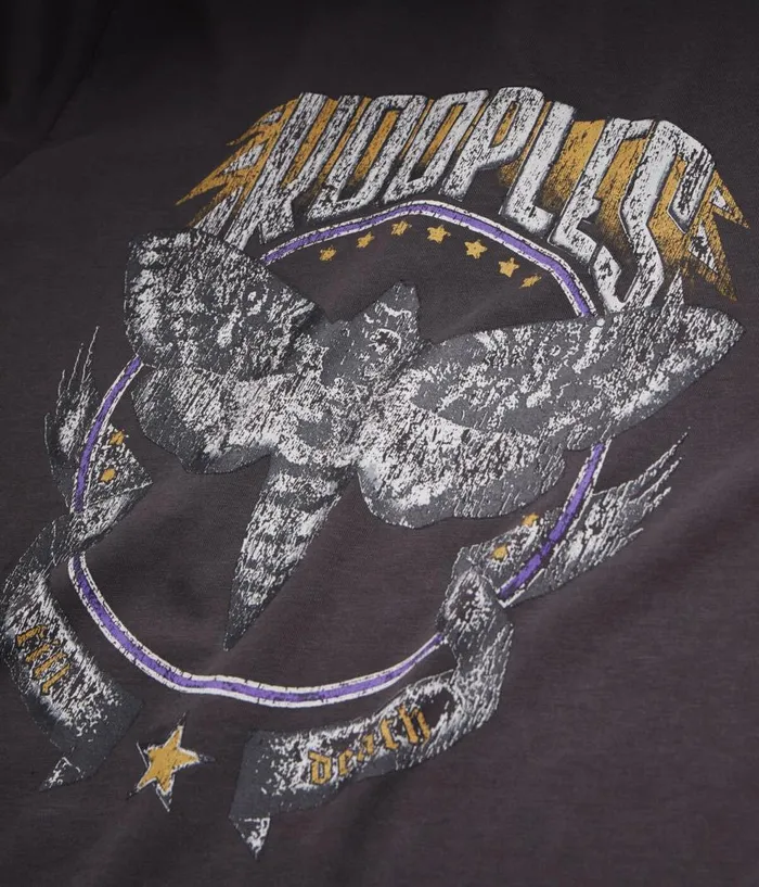 Men Tshirts THE KOOPLES Carbon Grey Tshirt With Skull Butterfly Screen Print Men Tshirts THE KOOPLES Carbon Grey Tshirt With Skull Butterfly Screen Print