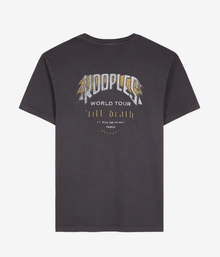 Men Tshirts THE KOOPLES Carbon Grey Tshirt With Skull Butterfly Screen Print Men Tshirts THE KOOPLES Carbon Grey Tshirt With Skull Butterfly Screen Print