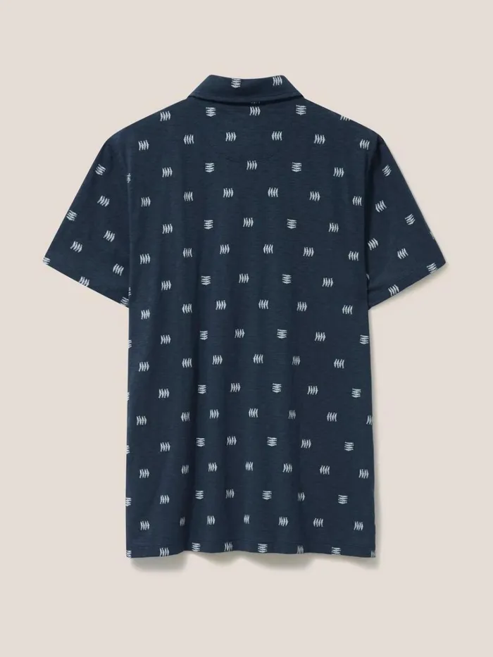 Men TSHIRTS White Stuff Sardine Printed SS Polo Navy Men TSHIRTS White Stuff Sardine Printed SS Polo Navy