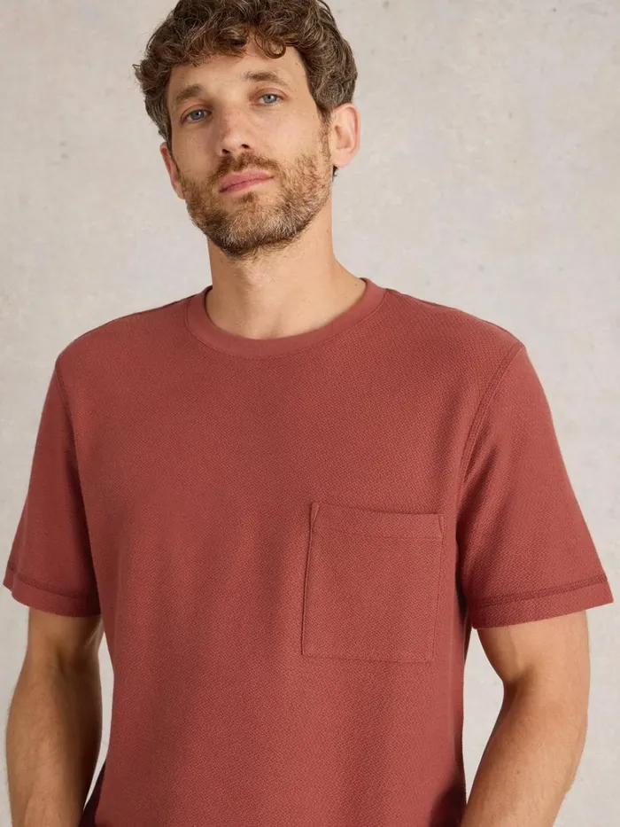 Men TSHIRTS White Stuff Tenby Textured SS Tee Deep Pink Men TSHIRTS White Stuff Tenby Textured SS Tee Deep Pink