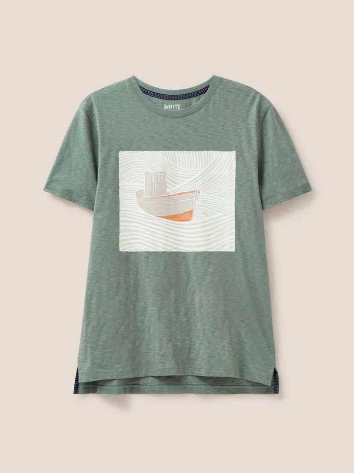 Men TSHIRTS White Stuff Trawler Graphic Tshirt Dusty Green Men TSHIRTS White Stuff Trawler Graphic Tshirt Dusty Green