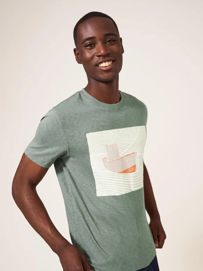 Men TSHIRTS White Stuff Trawler Graphic Tshirt Dusty Green Men TSHIRTS White Stuff Trawler Graphic Tshirt Dusty Green