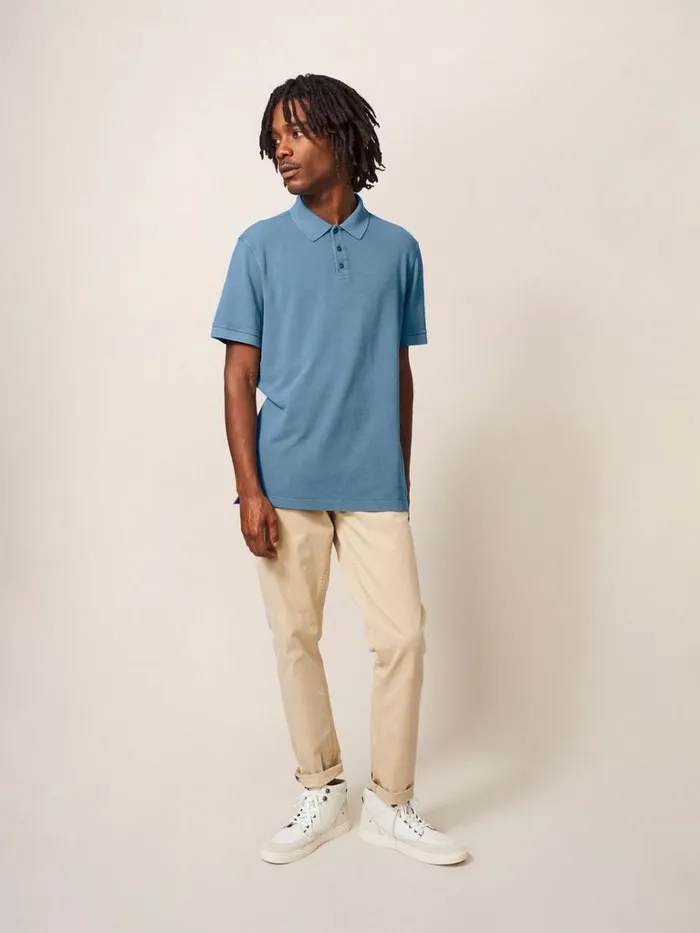 Men TSHIRTS White Stuff Utility Polo Chambray Blue