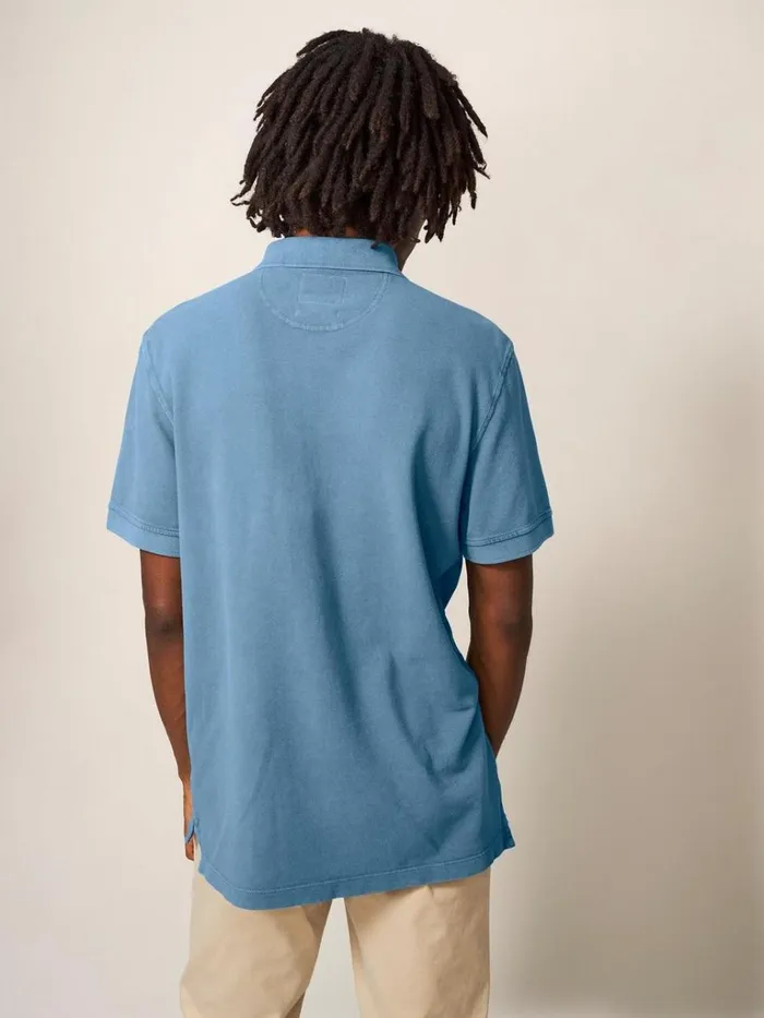 Men TSHIRTS White Stuff Utility Polo Chambray Blue Men TSHIRTS White Stuff Utility Polo Chambray Blue