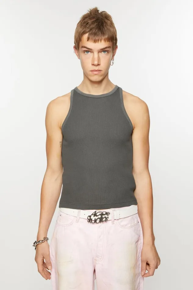 Men Tank Top 8211 Fitted Unisex Fit Faded Grey Acne Studios Tshirts