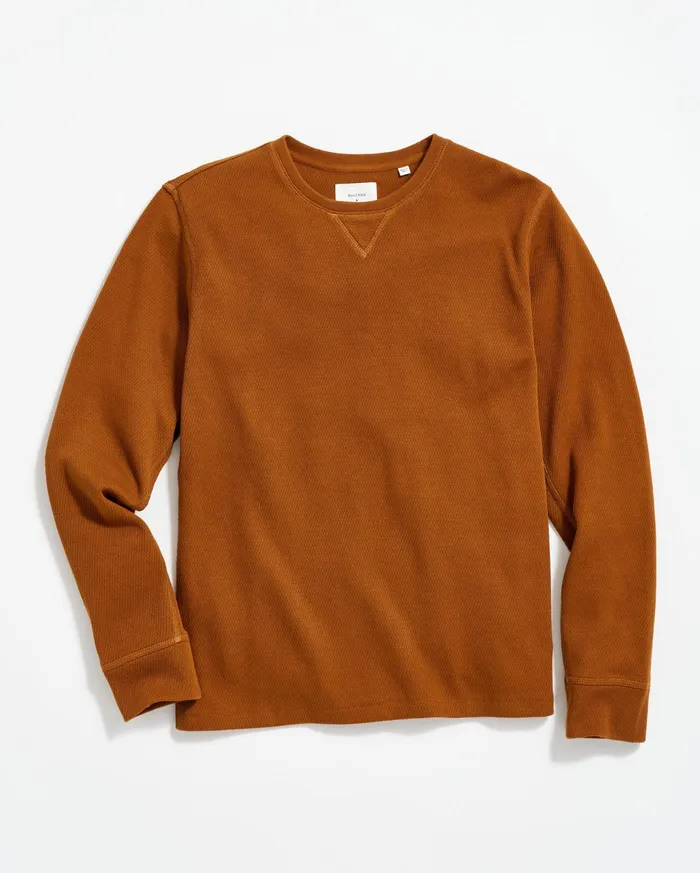 Men Thermal LS Crew Billy039s Brown Billy Reid Sweaters and Sweatshirts