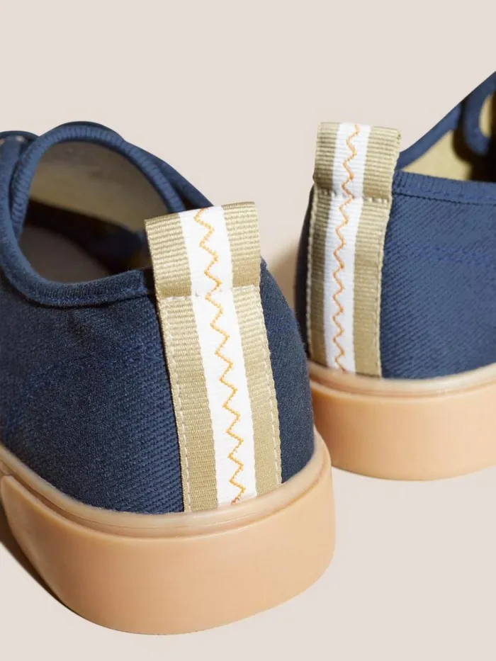 Men TRAINERS White Stuff Canvas Lace Up Plimsolls Navy Multi Men TRAINERS White Stuff Canvas Lace Up Plimsolls Navy Multi