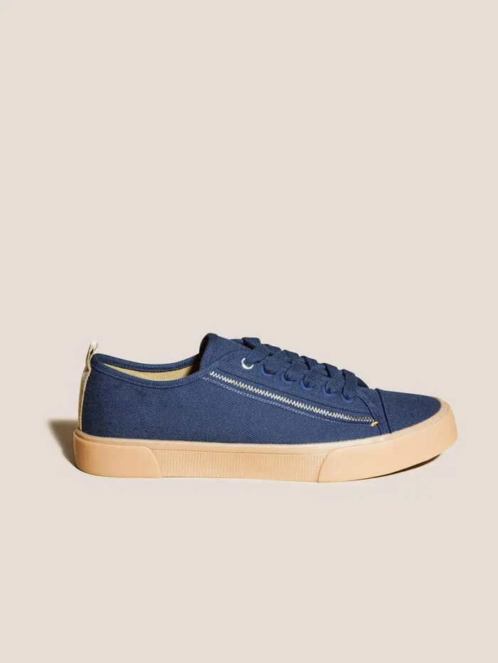 Men TRAINERS White Stuff Canvas Lace Up Plimsolls Navy Multi Men TRAINERS White Stuff Canvas Lace Up Plimsolls Navy Multi