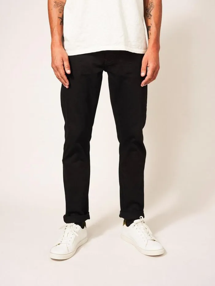 Men TROUSERS White Stuff Harwood Straight Jean Pure Black
