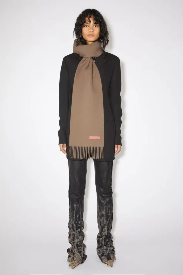 Men Wool Scarf Pink Label 8211 Narrow Warm Beige Acne Studios Scarves
