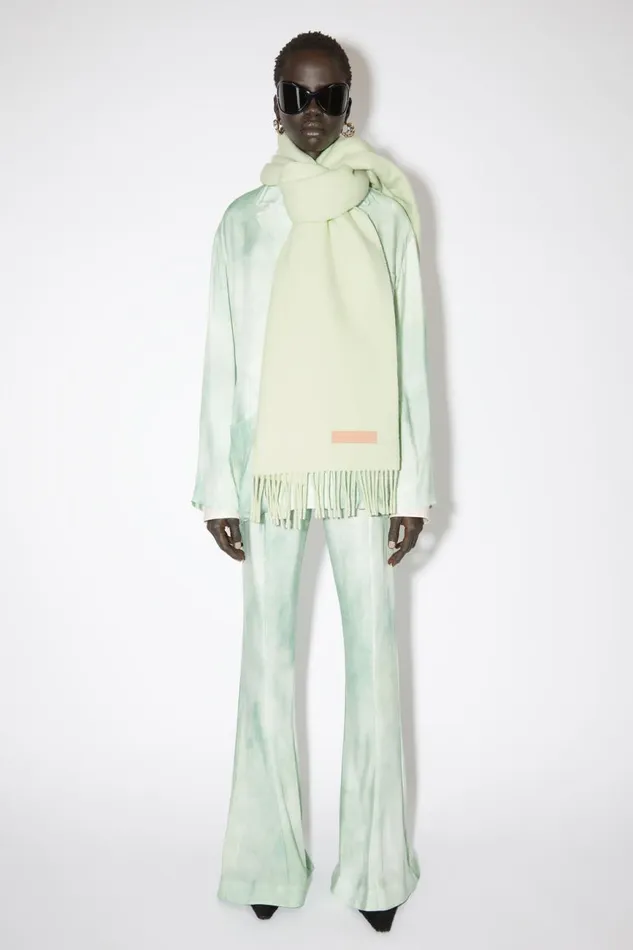 Men Wool Scarf Pink Label Pale Green Acne Studios Scarves