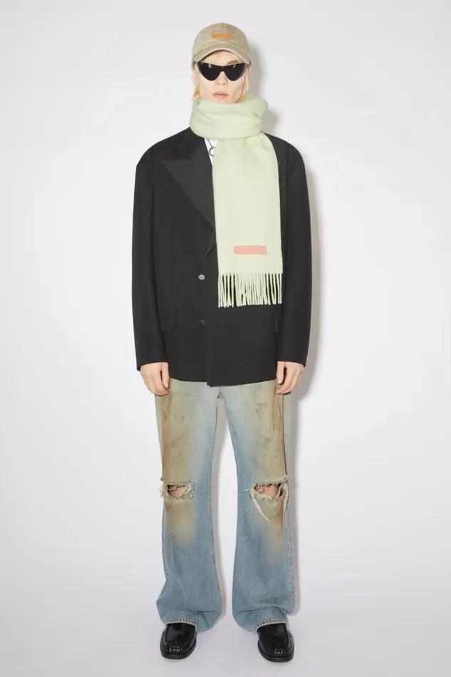 Men Wool Scarf Pink Label Pale Green Acne Studios Scarves