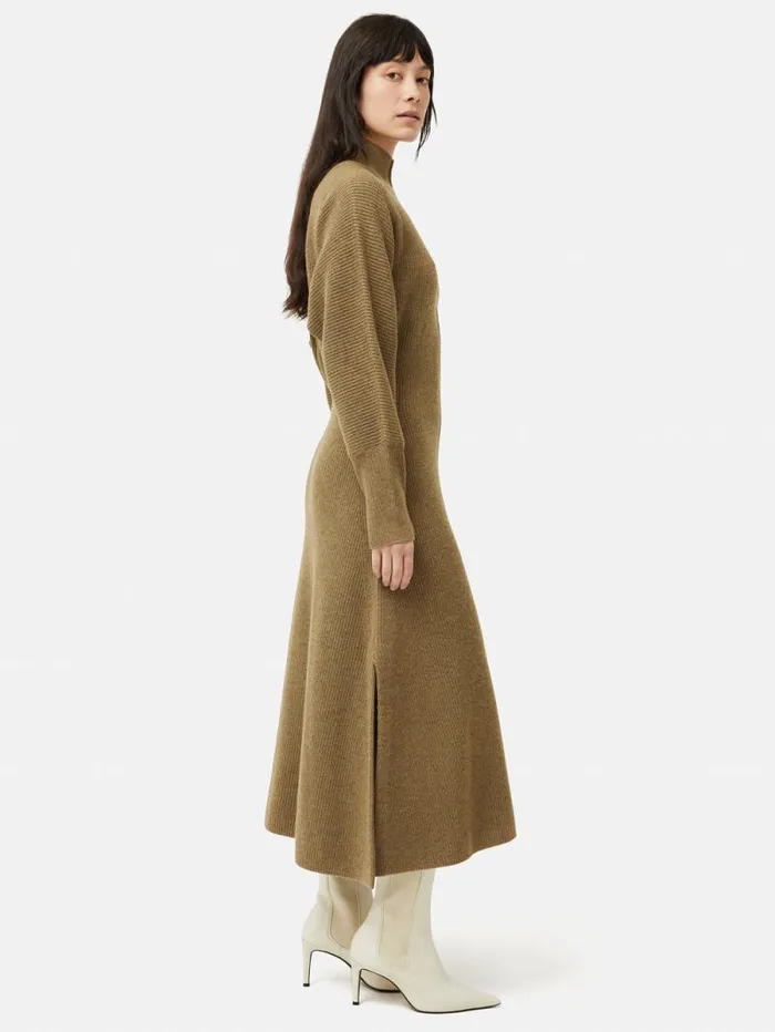 Merino Blend Batwing Dress Khaki Women Jigsaw Knitwear and Cashmere