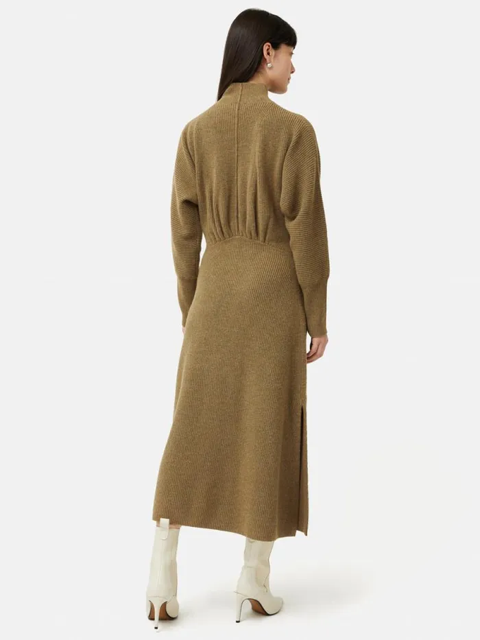 Merino Blend Batwing Dress Khaki Women Jigsaw Knitwear and Cashmere