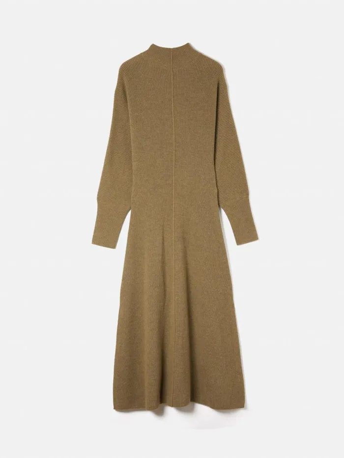 Merino Blend Batwing Dress Khaki Women Jigsaw Knitwear and Cashmere