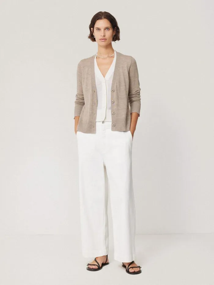 Merino Double Front Cardigan Stone Women Jigsaw Knitwear and Cashmere